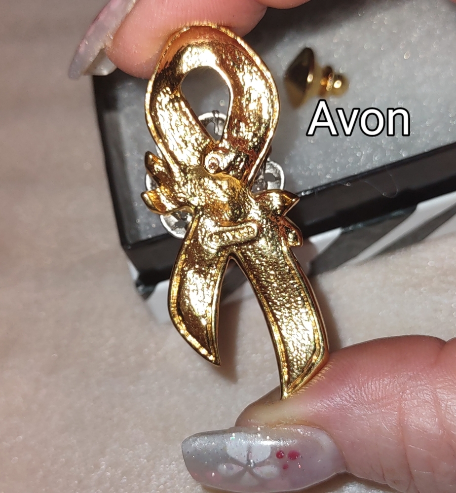 Pink Ribbon Awareness Modified Avon Brooch - Picture 7 of 7